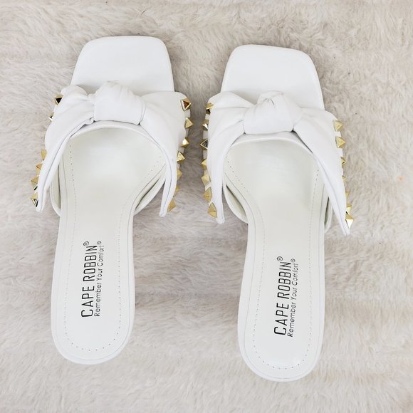 Darian Slip On White Open Toe High Heel Clogs Mules Slides - Picture 8 of 10